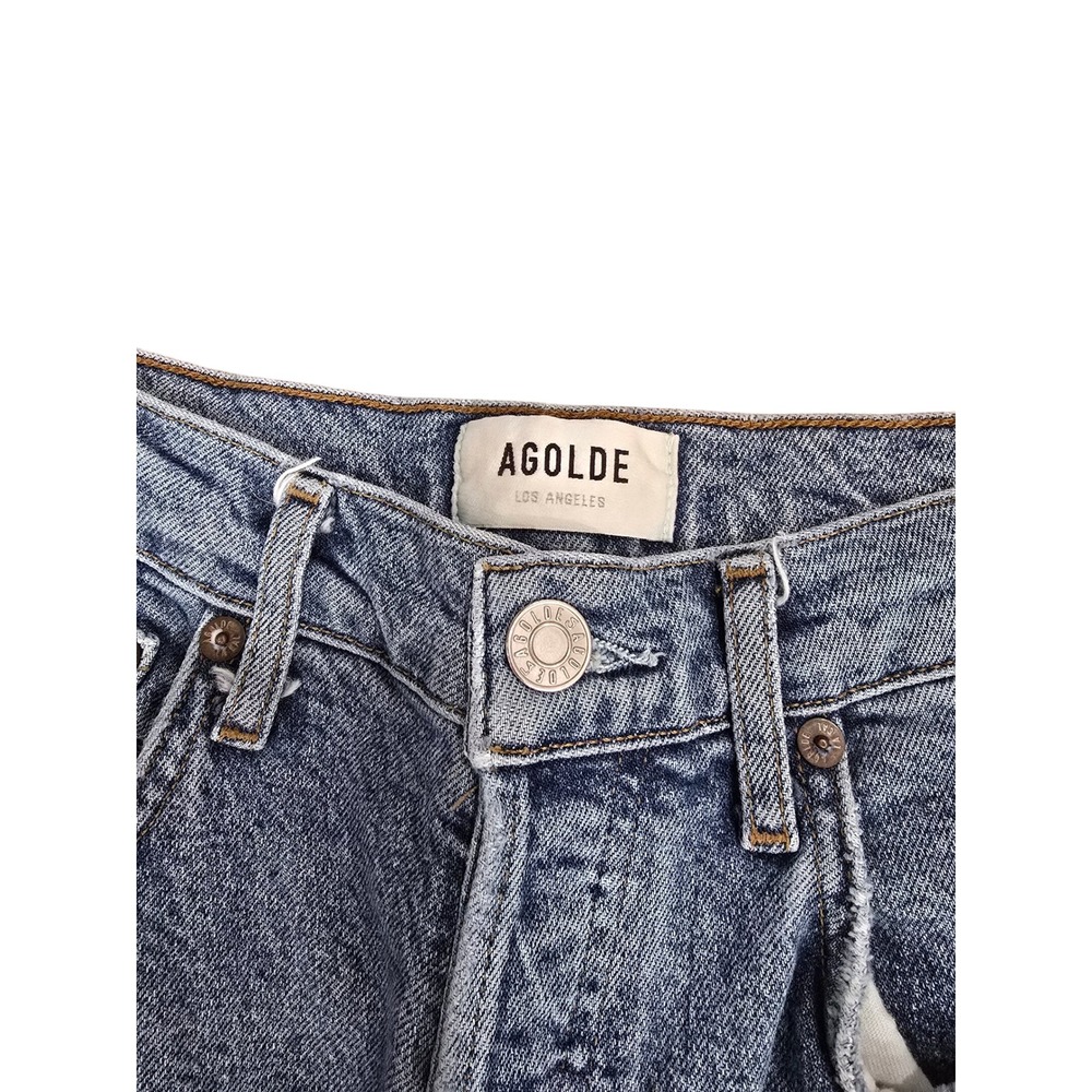 AGOLDE Riley High Rise Straight Jeans Light Wash Distressed‎ Size   25 - Picture 4 of 10